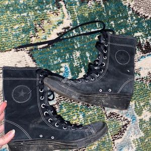 Converse lace up black boots